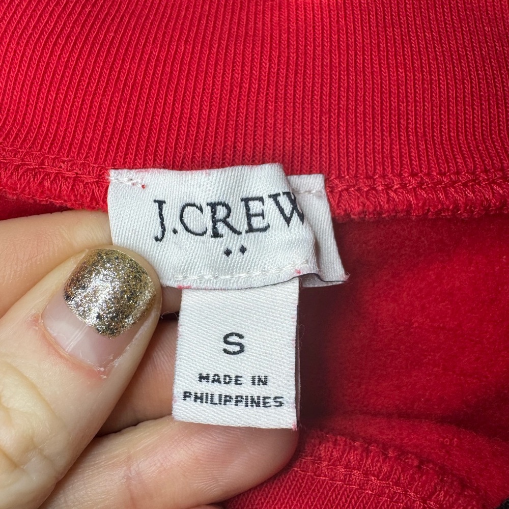 J. Crew factory red jeweled mock neck tartan plaid sweatshirt - Picture 4 of 8